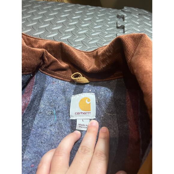 Vintage Carhartt chore jacket C001 BRN blanket lined duck coat work wear Size L - Picture 4 of 9